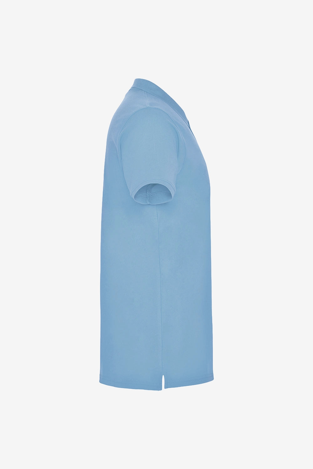 Polo fille en coton bleu ciel, manches courtes, col avec patte boutonnée
