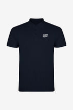 Polo fille en coton bleu marine, patte boutonnée, logo sur la poitrine