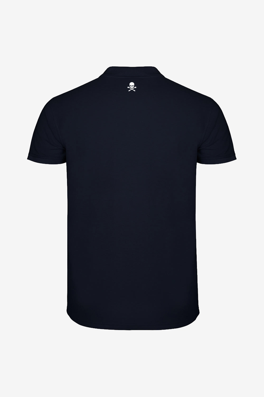 Polo fille en coton bleu marine, dos uni avec petit logo au col