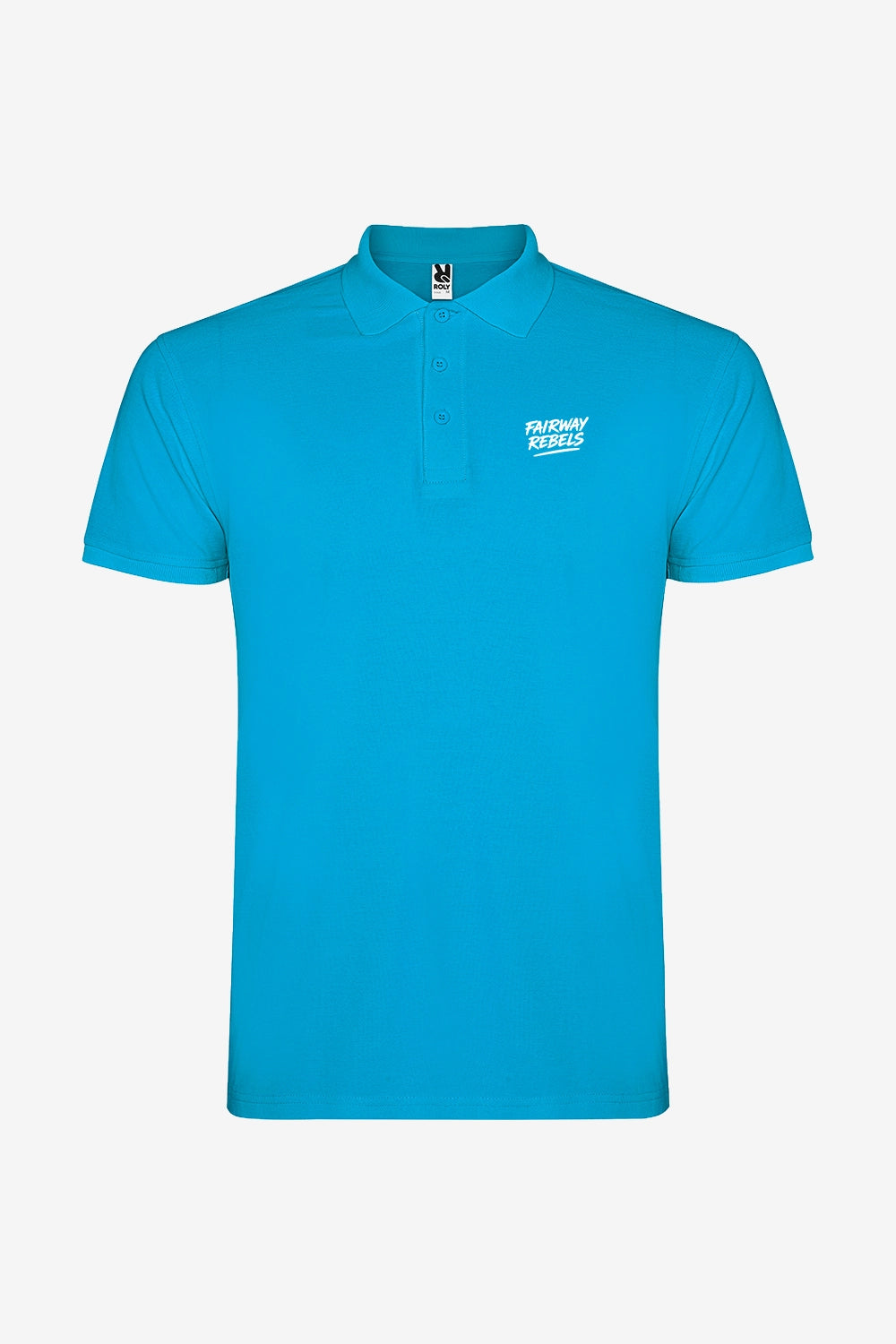 Polo fille coton turquoise, manches courtes, logo poitrine et patte boutonnée.