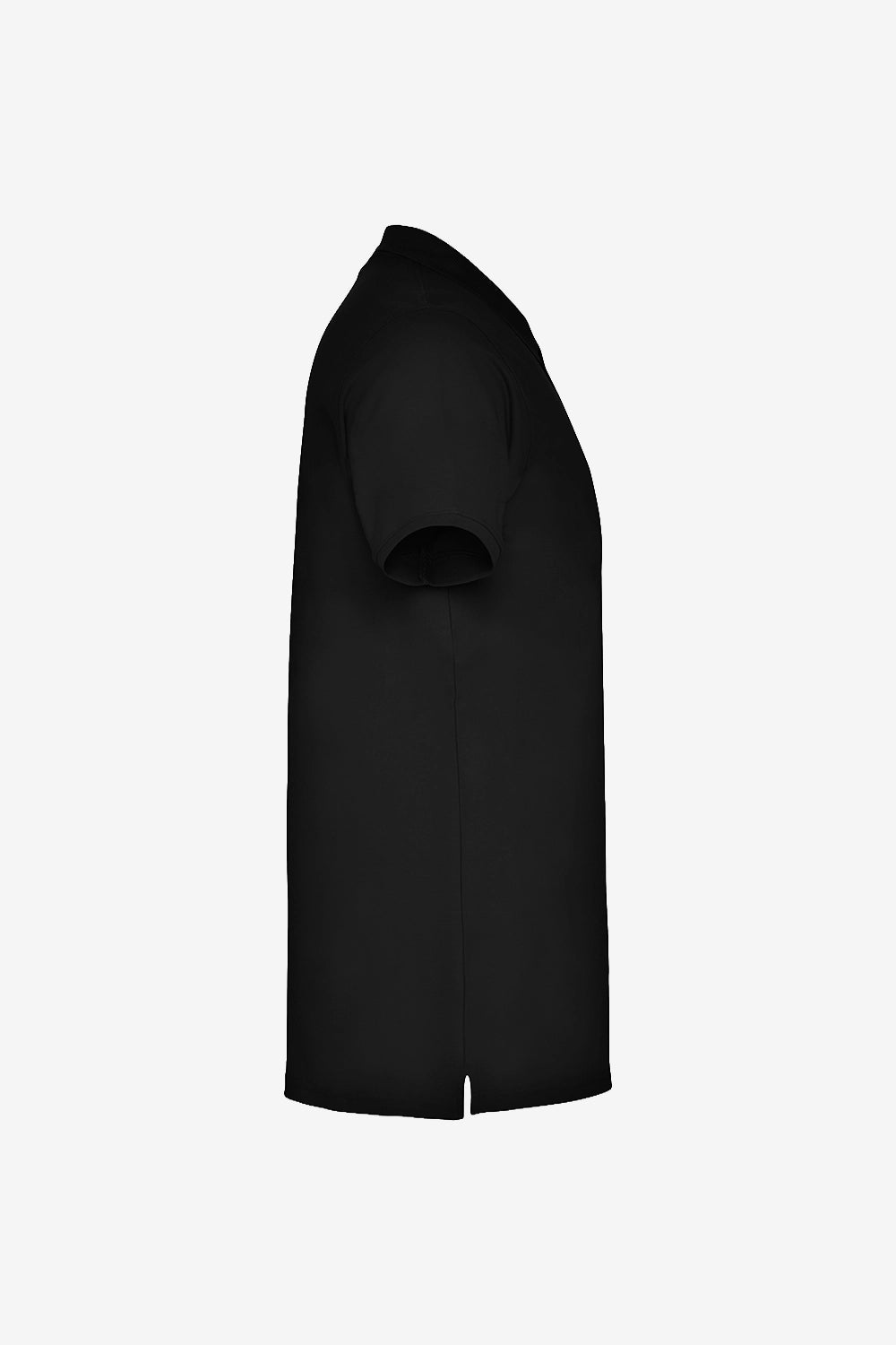 Polo de golf noir en coton pour fille, vue de côté, manches courtes
