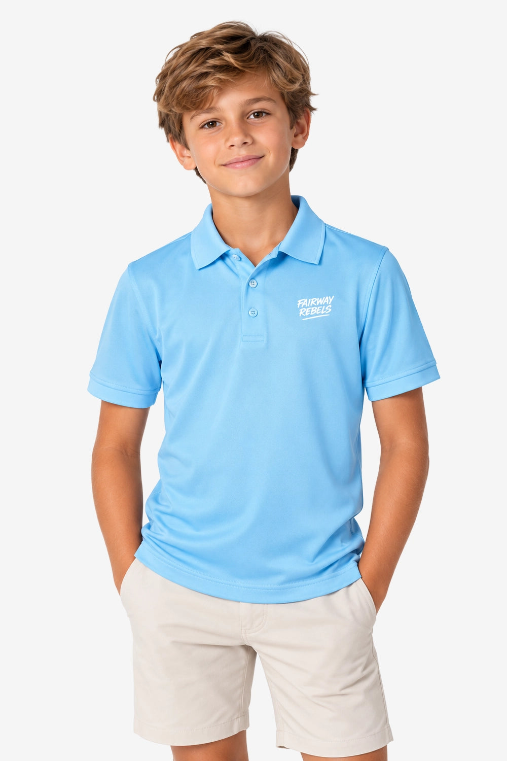 Polo Golf Bleu Ciel Garçon Technique
