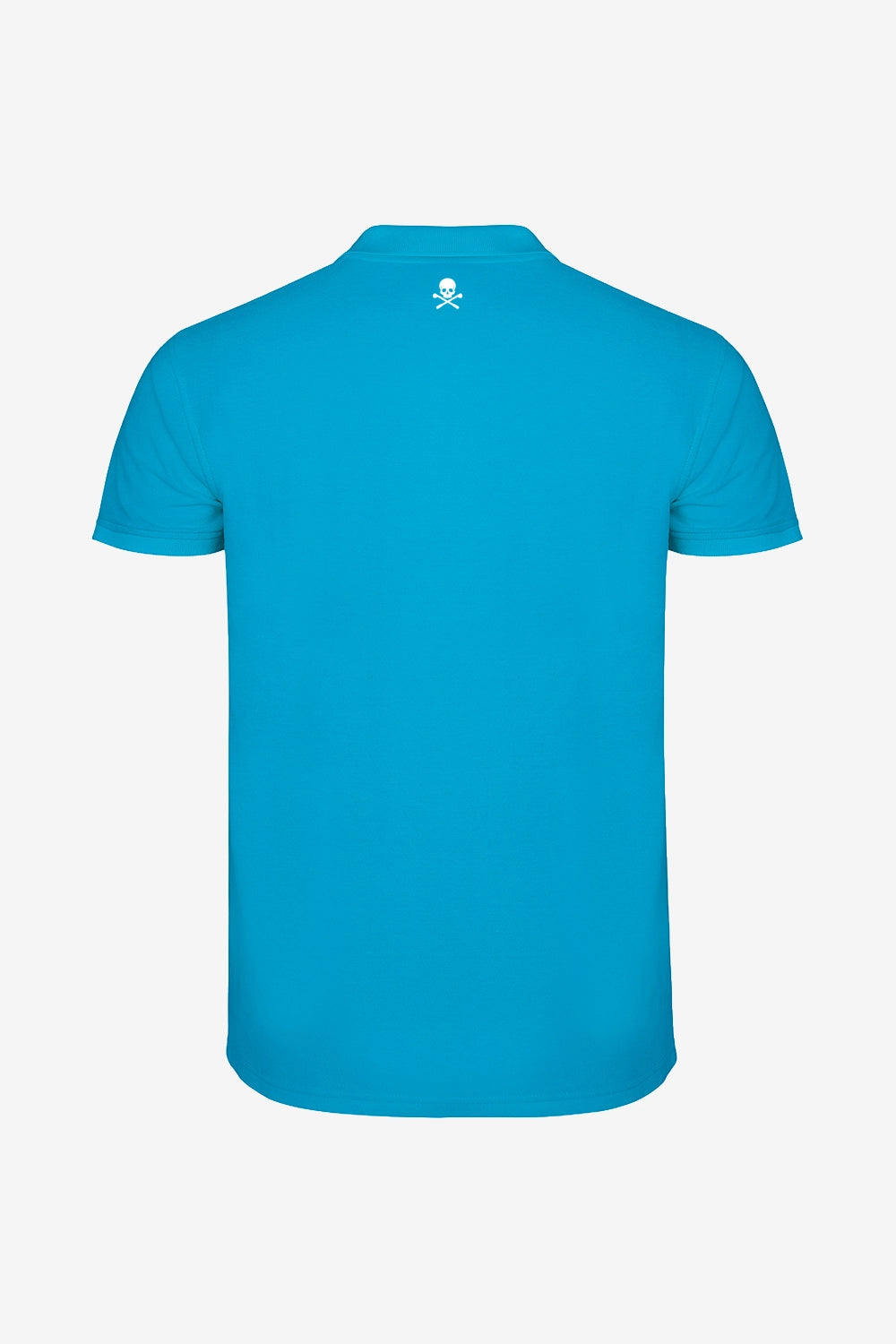 Polo turquoise garçon, col polo et petit motif au dos, manches courtes