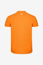 Polo de golf garçon orange en coton, vue dos, col, petit logo au cou