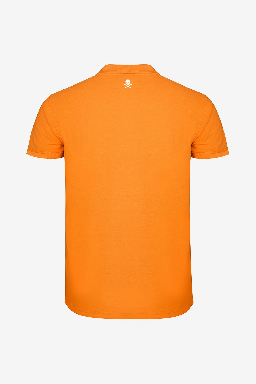 Polo de golf garçon orange en coton, vue dos, col, petit logo au cou
