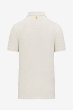 Polo de golf pour homme beige clair, dos avec broderie au col, manches courtes.