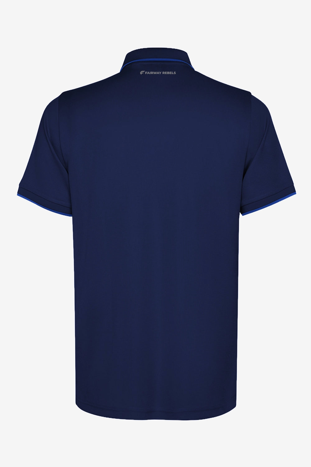 Polo de golf homme gaufré stretch bleu marine, vue dos, col polo et logo discret