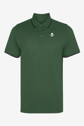 Polo homme vert gaufré, col boutonné, logo poitrine, manches courtes