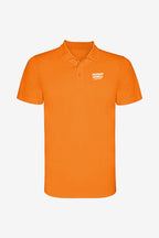 Polo orange pour fille, col et patte boutonnée, logo poitrine imprimé.