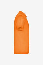 Polo orange pour fille, manches courtes, col et patte boutonnée, logo poitrine.