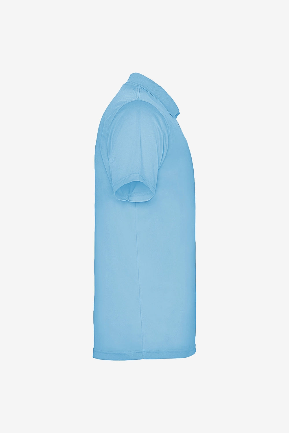 Polo technique bleu ciel pour garçon, manches courtes, col avec patte boutonnée.