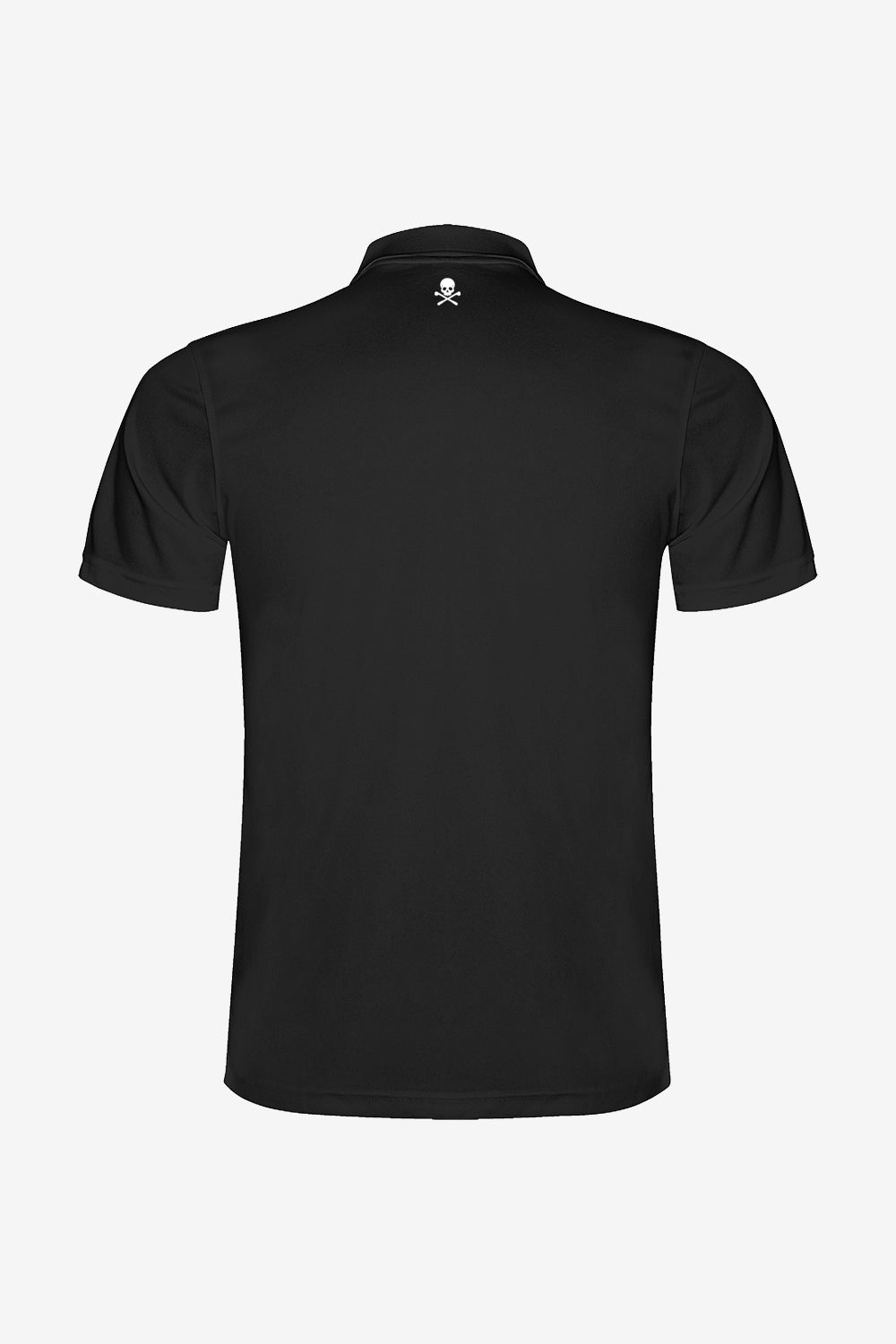 Polo technique garçon noir, vue arrière, logo près du col