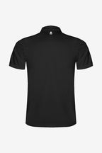 Polo technique garçon noir, vue arrière, logo près du col