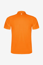 Polo technique orange garçon, dos avec col et manches courtes