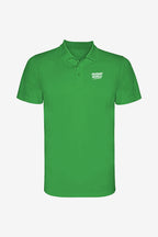 Polo technique vert à manches courtes, patte de boutonnage et logo poitrine
