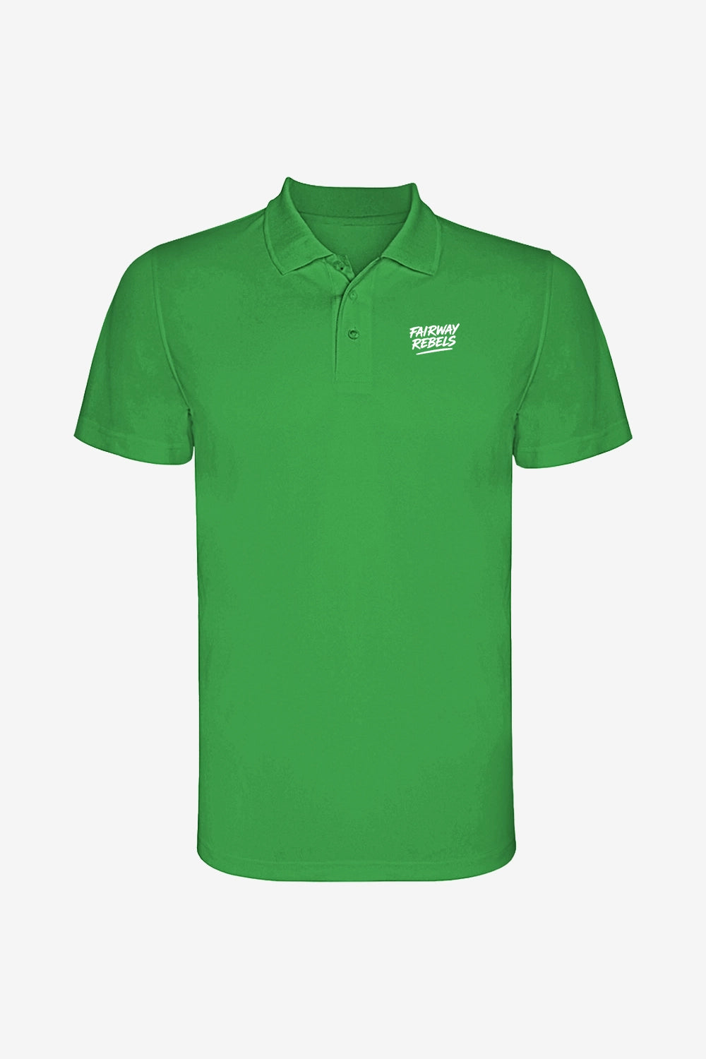 Polo technique vert à manches courtes, patte de boutonnage et logo poitrine