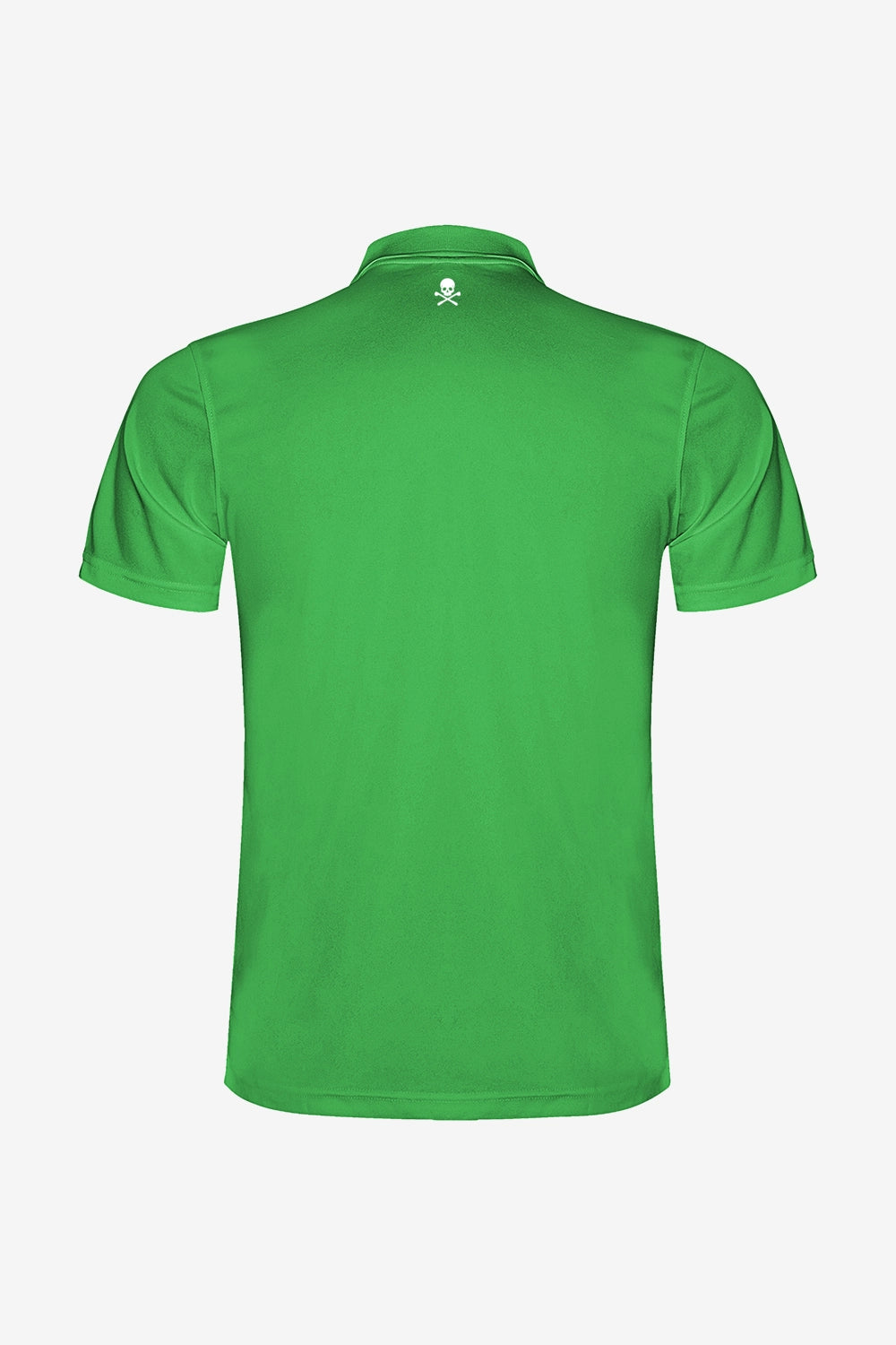 Polo technique vert au dos, col côtelé et emblème central