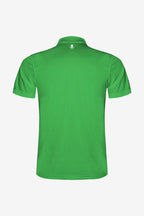 Polo technique vert au dos, col côtelé et emblème central