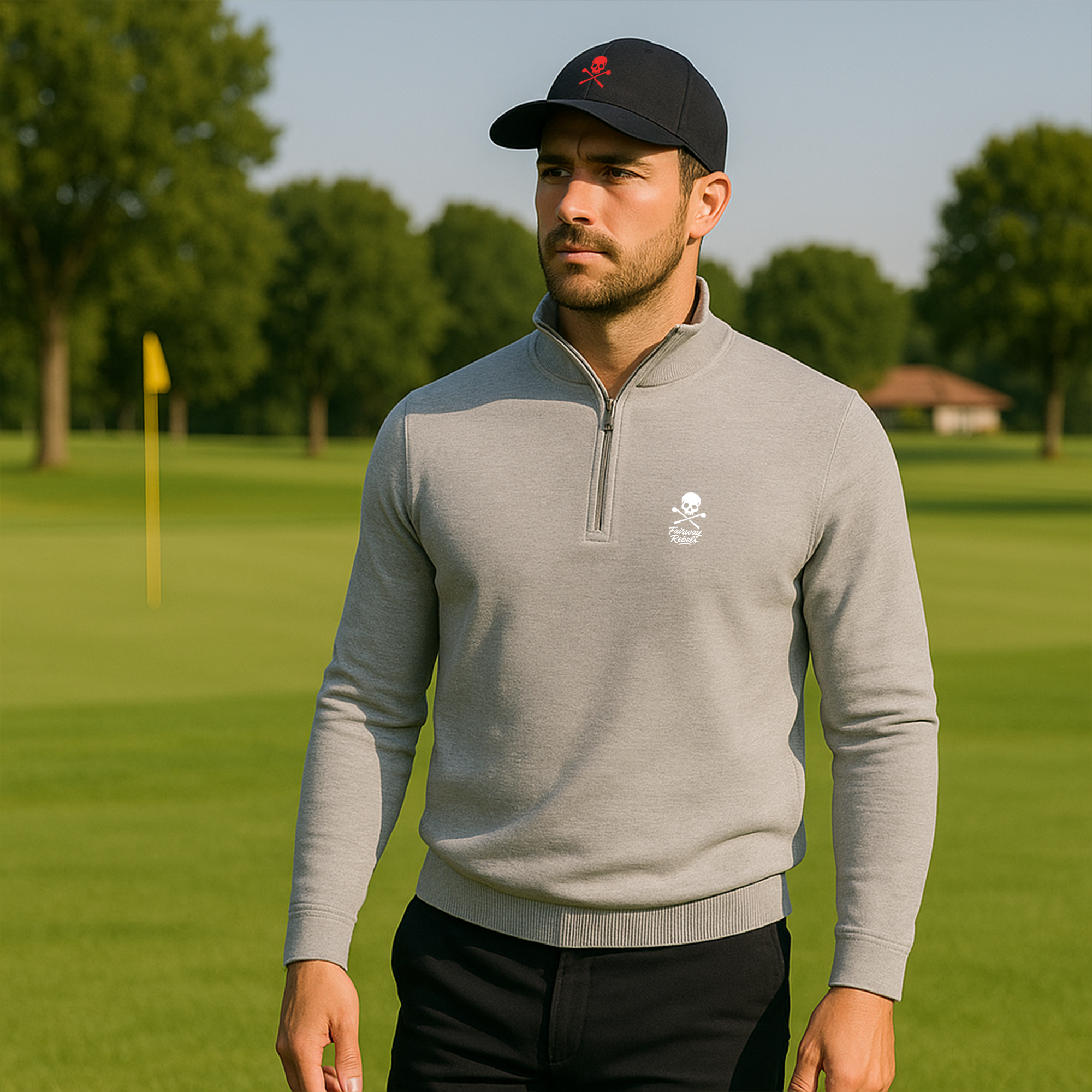 Pull 1/4 Zip Homme Gris Clair - Fairway-Rebels - Fairway Rebels golf