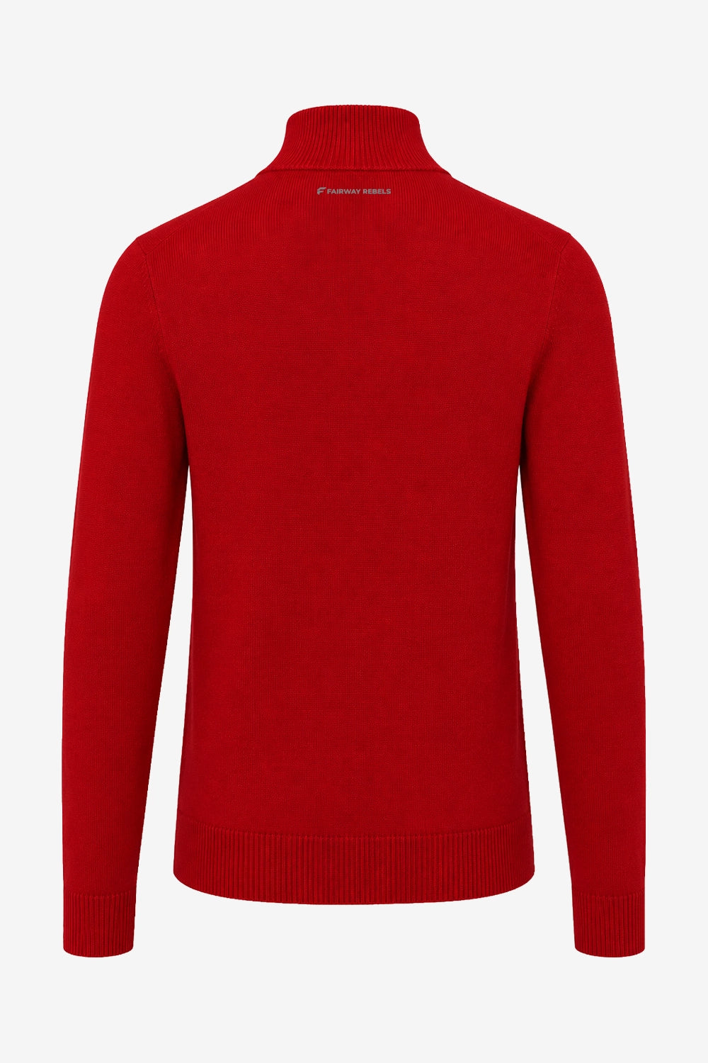 Pull golf homme col montant 1/4 zip rouge, tricot côtelé aux poignets et bas