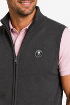 Gilet de golf homme sans manches zippé, gris foncé, col montant