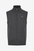 Gilet de golf homme sans manches zippé, gris chiné, zip central et col montant