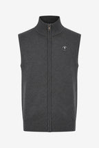 Gilet de golf homme sans manches zippé, gris chiné, zip central et col montant