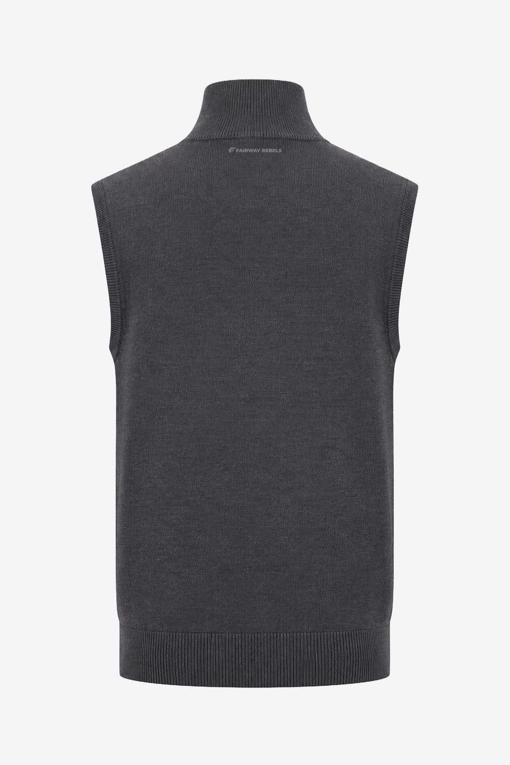 Gilet de golf homme sans manches, gris foncé chiné, col montant