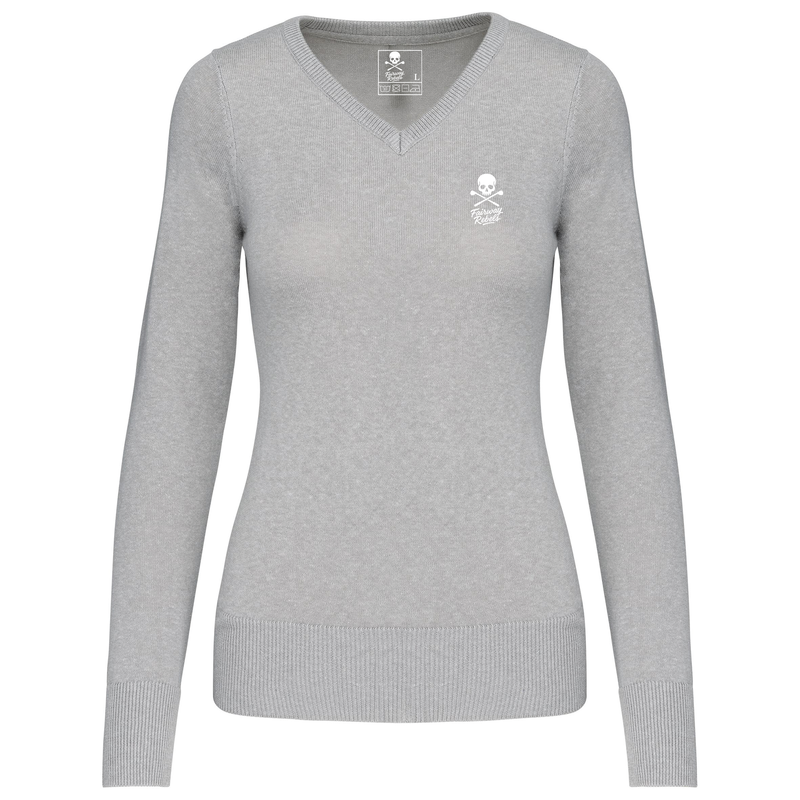 Pull Femme Col V Gris Clair - Fairway Rebels - Fairway Rebels golf