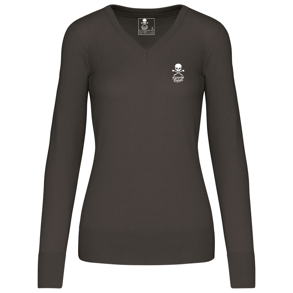 Pull Femme Col V Gris Foncé - Fairway Rebels - Fairway Rebels golf