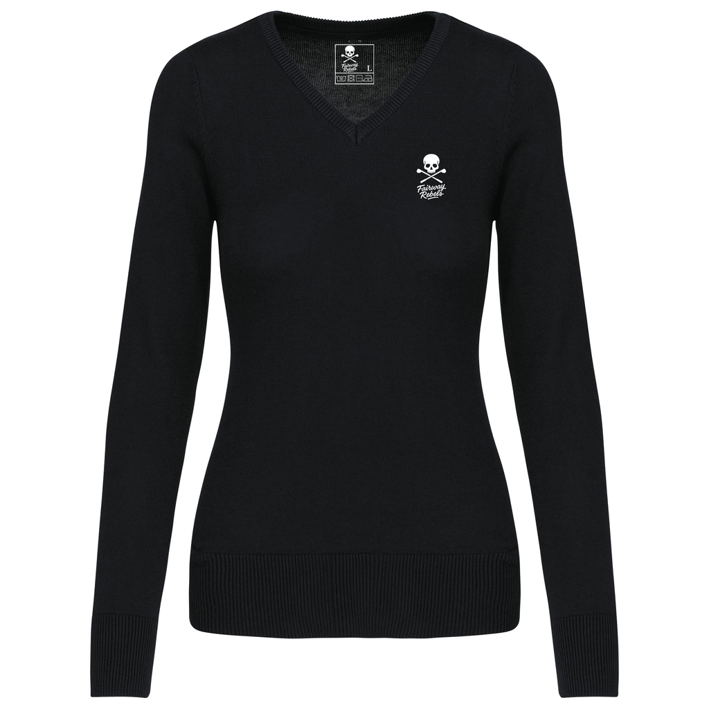 Pull Femme Col V Noir - Fairway Rebels - Fairway Rebels golf