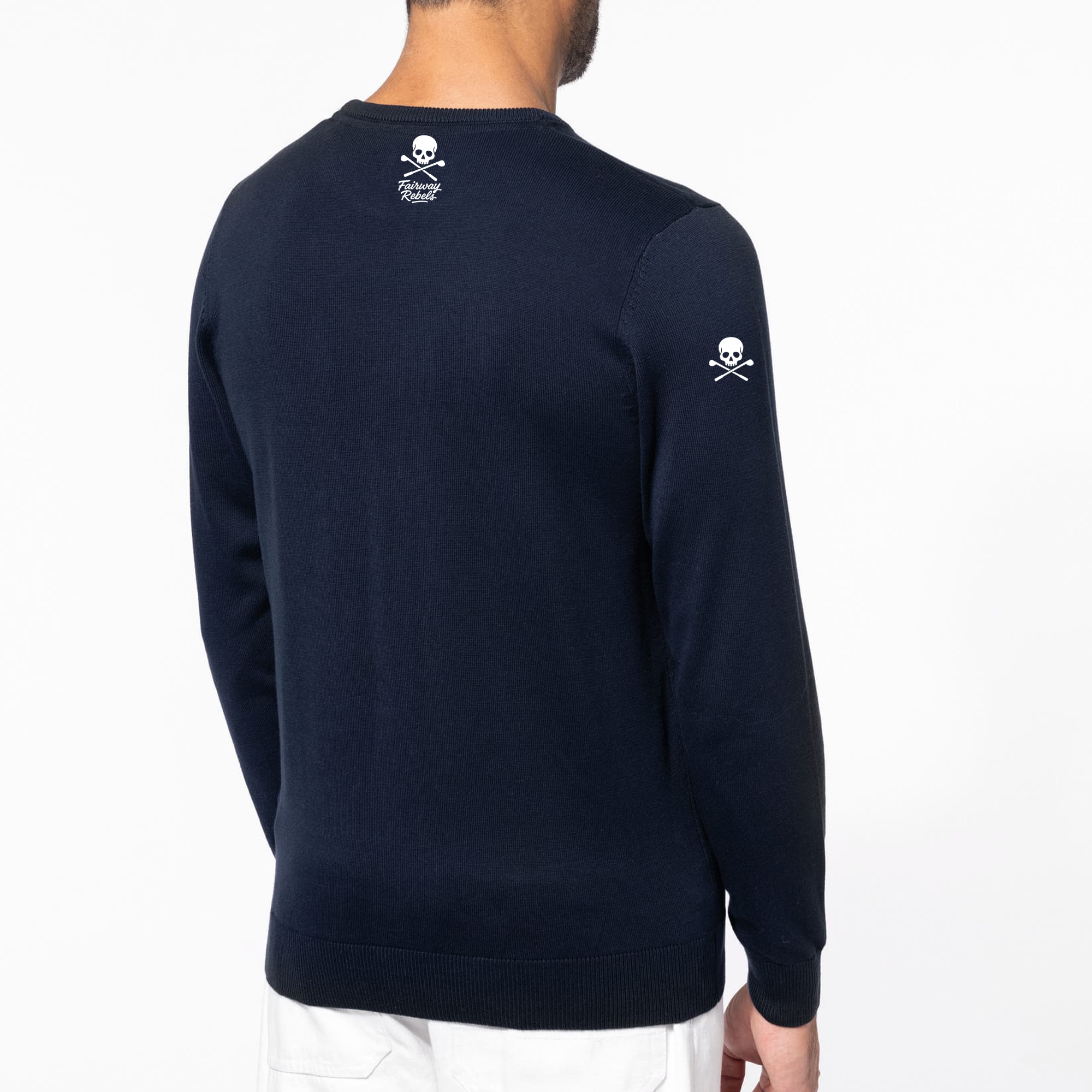 Pull Col Rond Homme Skull Bleu Marine - Fairway Rebels golf