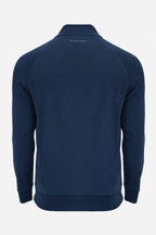 Pull golf technique bleu marine à col montant, vue dos