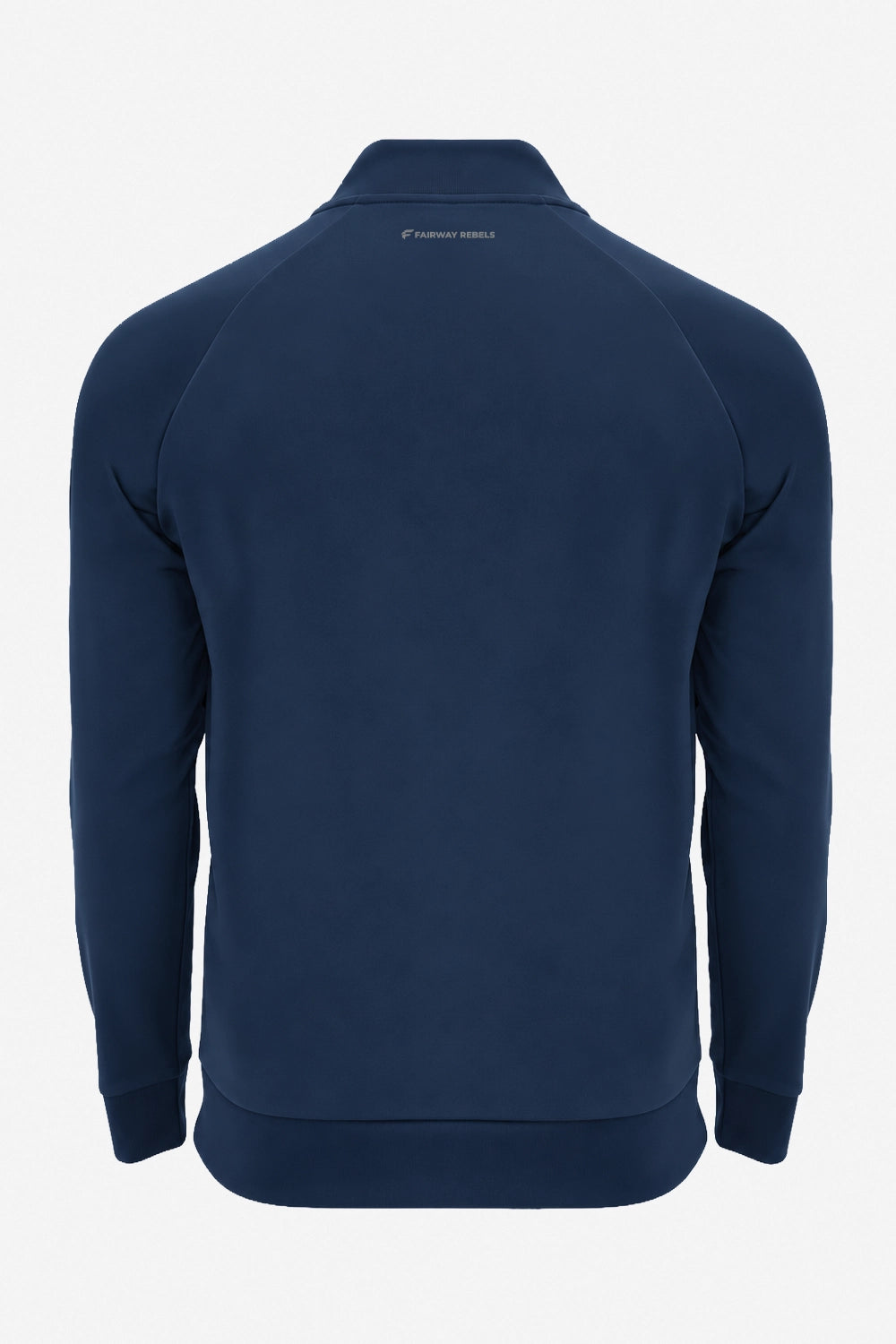 Pull golf technique bleu marine à col montant, vue dos