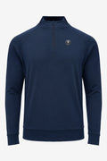 Pull golf technique bleu marine à demi-zip et logo poitrine