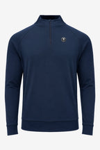 Pull golf technique bleu marine à demi-zip et logo poitrine