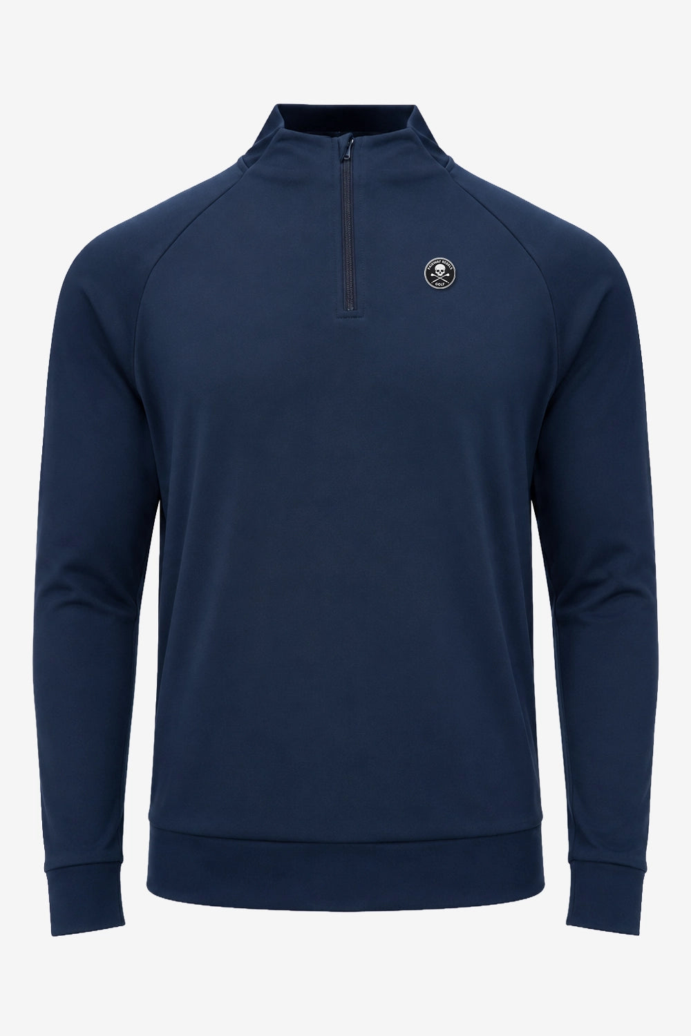 Pull golf technique bleu marine à demi-zip et logo poitrine
