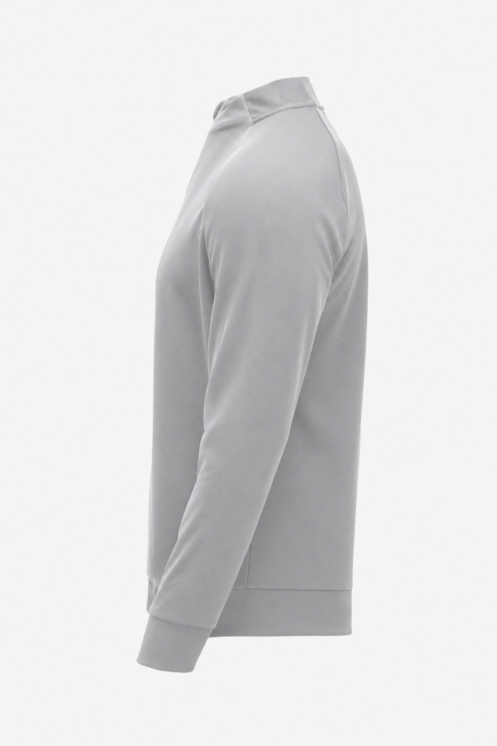 Pull golf technique gris clair manches longues, vue profil