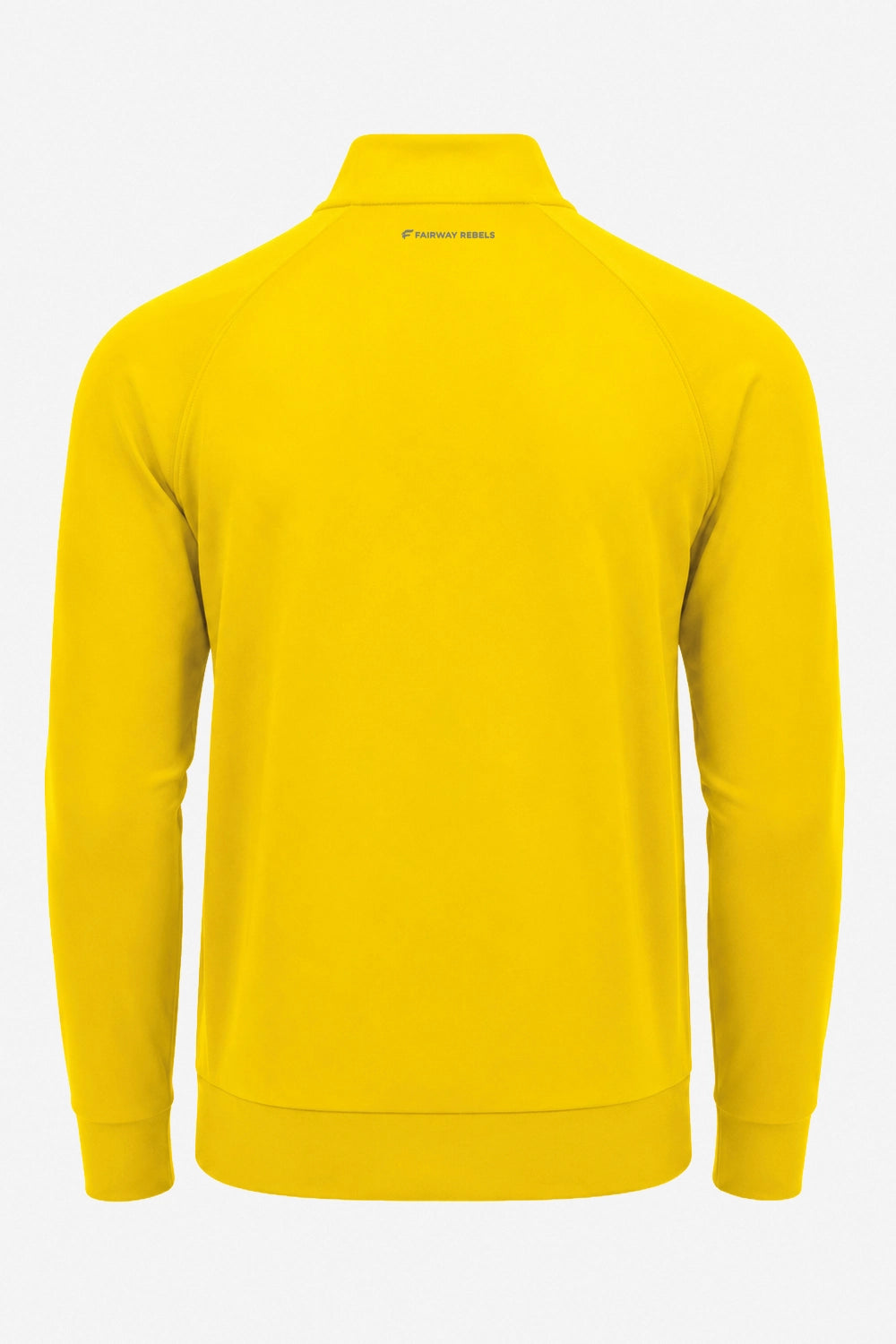 Pull golf technique jaune à col montant, vue dos