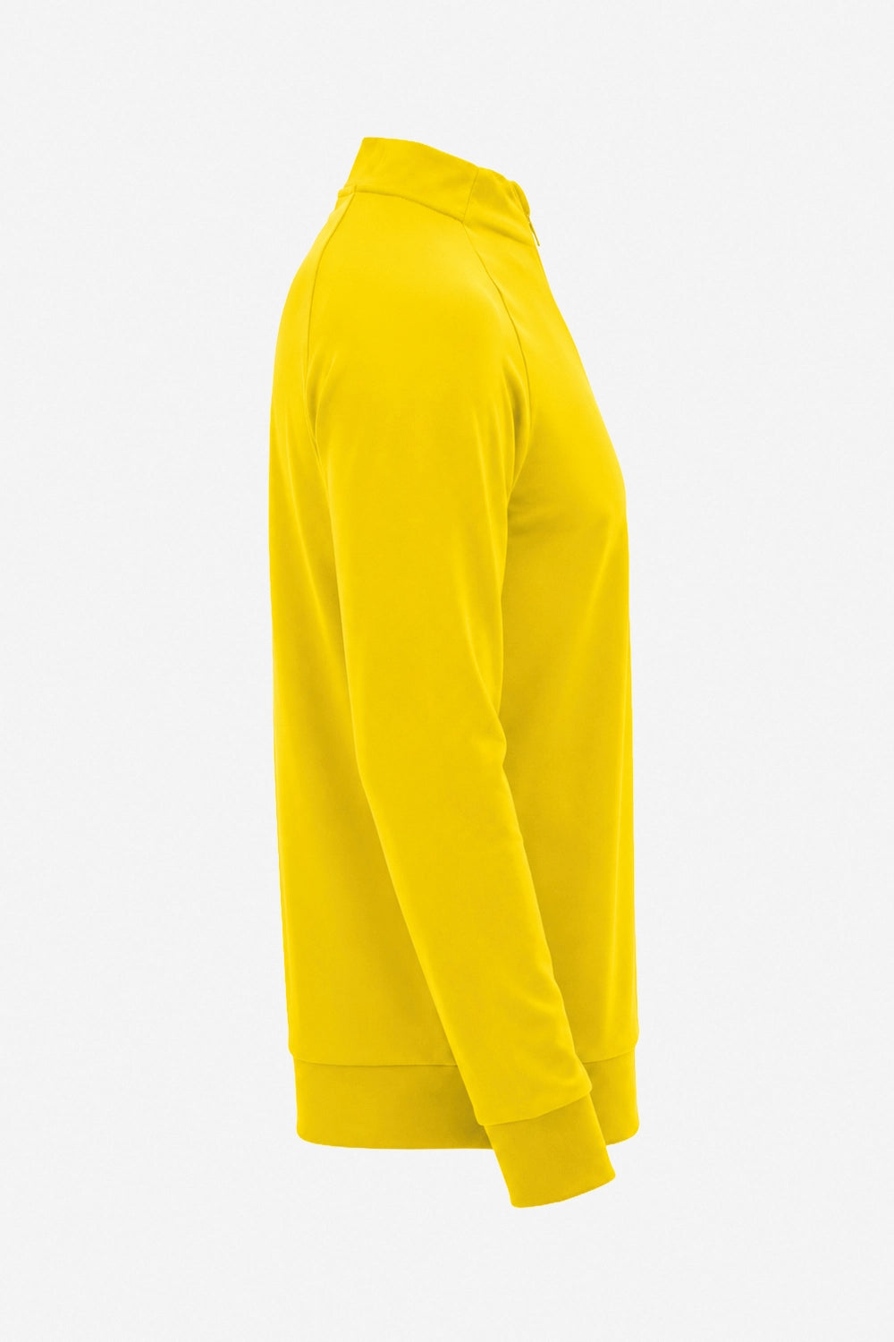 Pull golf technique jaune manches longues, vue profil