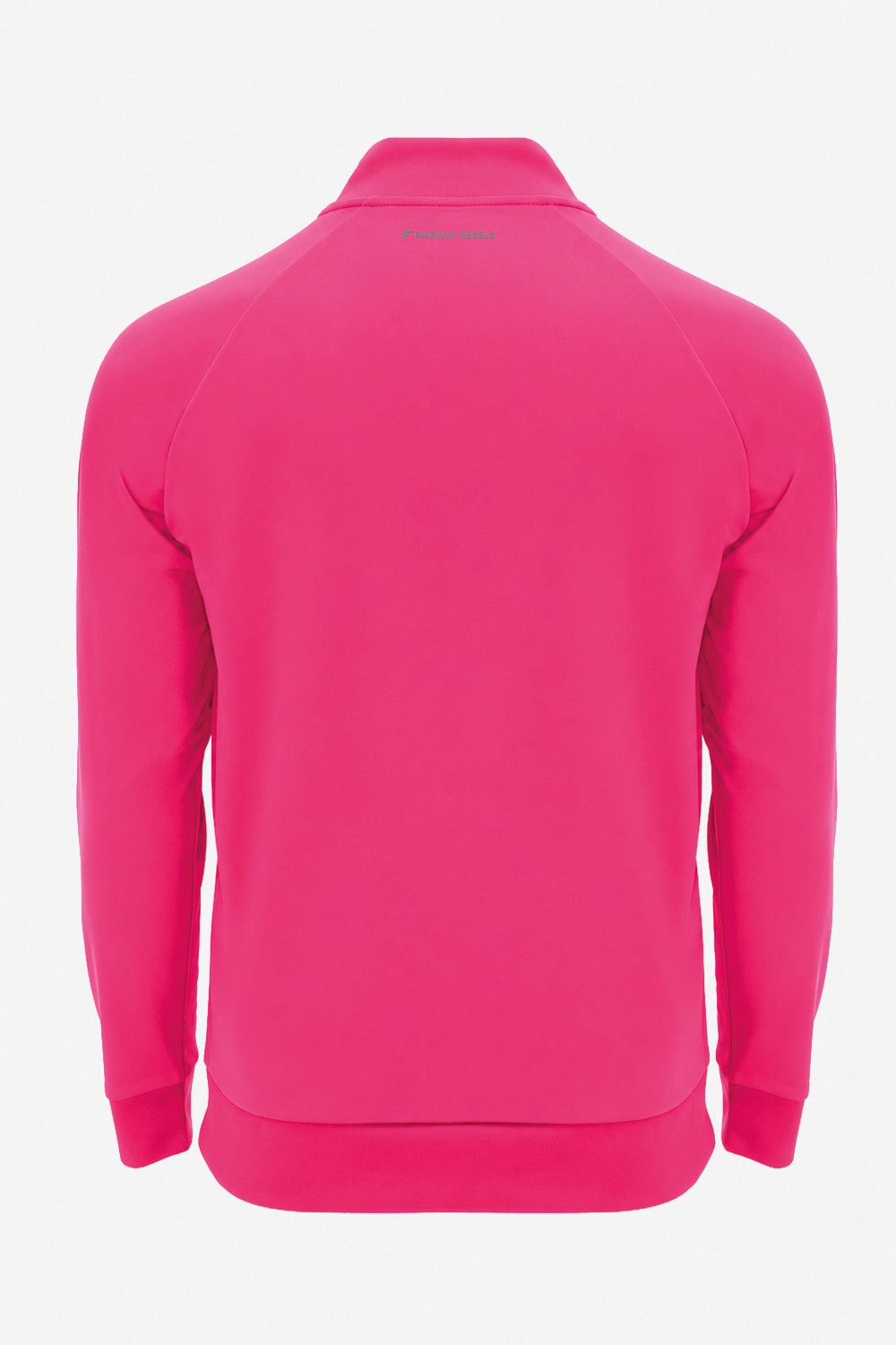 Pull golf technique homme rose fuchsia, vue de dos, col montant et zip