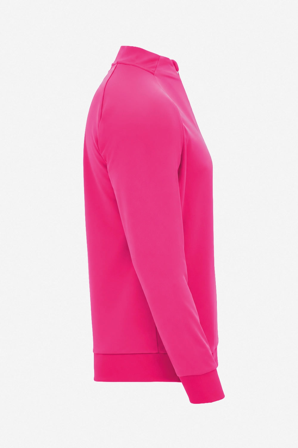 Pull golf technique homme rose fuchsia, vue de côté, manches longues et zip au col