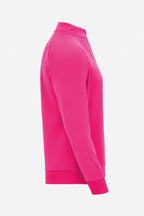 Pull golf technique homme rose fuchsia, vue de côté, manches longues et zip au col