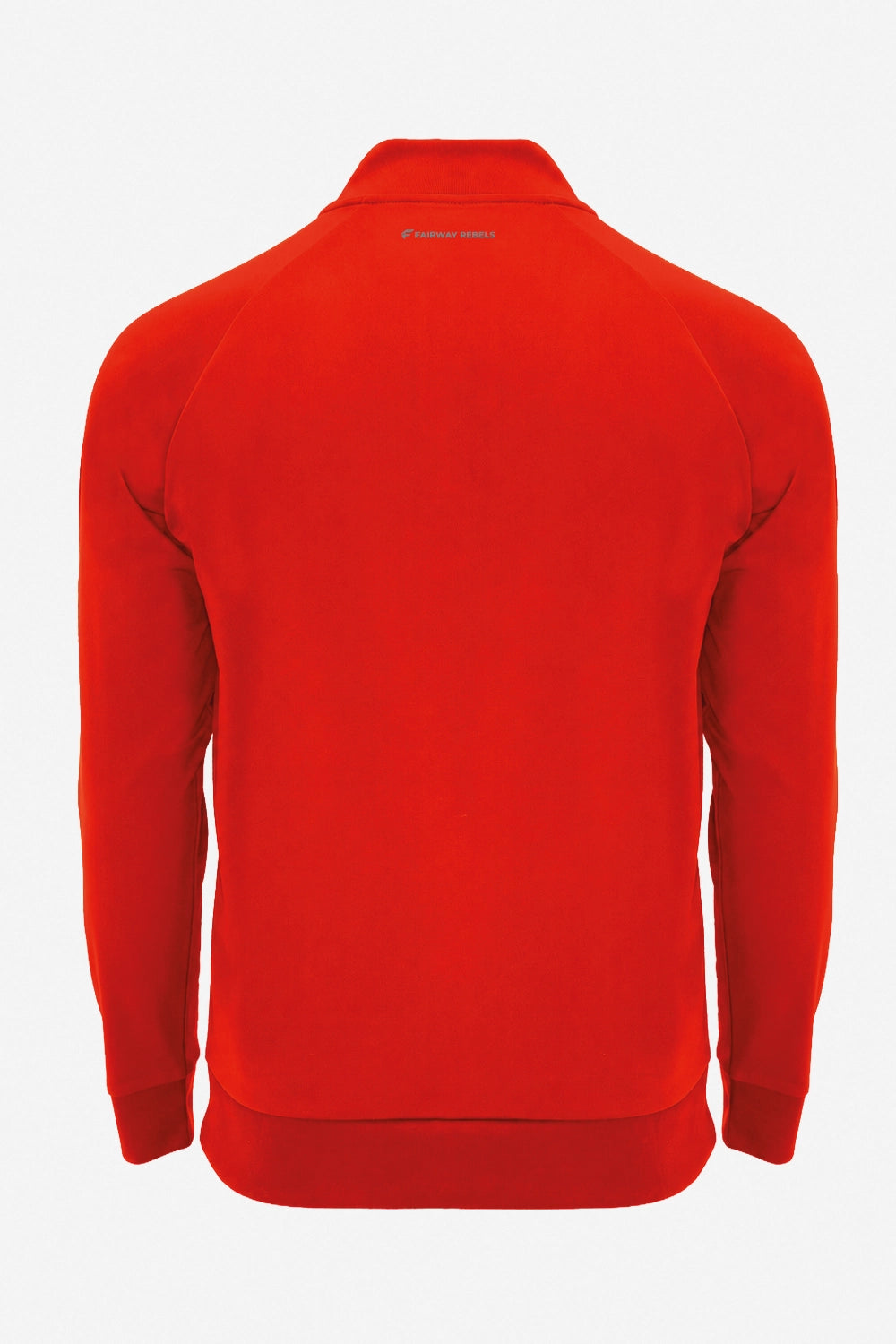 Pull de golf technique homme rouge, col zippé, manches longues, finitions côtelées.