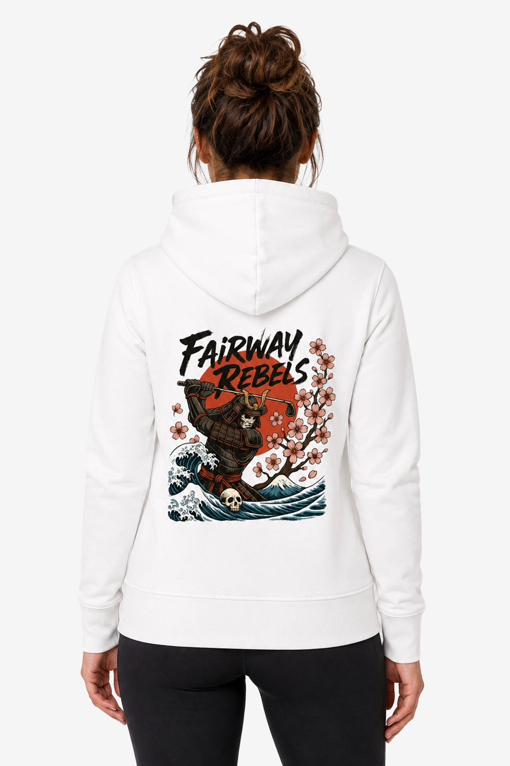 Sweat-shirt femme blanc à capuche, grand imprimé « Fairway Rebels » au dos