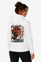 Sweat-shirt femme blanc à capuche, imprimé « Fairway Rebels » sur le dos