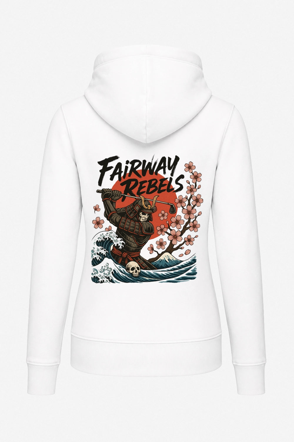 Sweat-shirt femme blanc à capuche, grand imprimé « Fairway Rebels » dans le dos