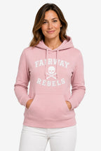 Sweat à capuche rose pâle femme, logo “FAIRWAY REBELS” sur le devant et poche