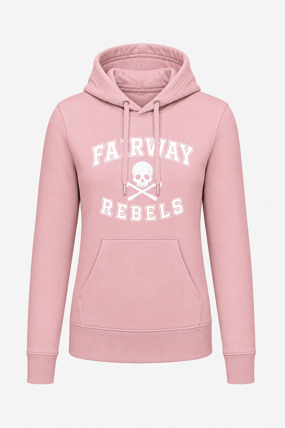 Sweat à capuche femme rose pâle, poche kangourou et imprimé "FAIRWAY REBELS"
