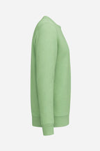 Sweat vert menthe pour femme, coupe droite, manches longues, finition côtelée bas.